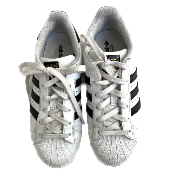 Adidas Superstar Sneakers White w.Navy Blue Stripes Womens Runners Size 6 1/2 - Picture 3 of 10